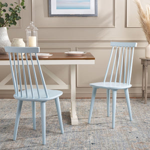 Safavieh BURRIS Contemporary Windsor-Style Side Chair Set of Two with Eco-Friendly Rubberwood Construction Pale Blue AMH8511G-SET2