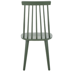 Safavieh BURRIS Contemporary Windsor-Style Side Chair Set of Two with Eco-Friendly Rubberwood Construction Dusty Green AMH8511H-SET2