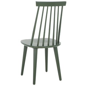 Safavieh BURRIS Contemporary Windsor-Style Side Chair Set of Two with Eco-Friendly Rubberwood Construction Dusty Green AMH8511H-SET2