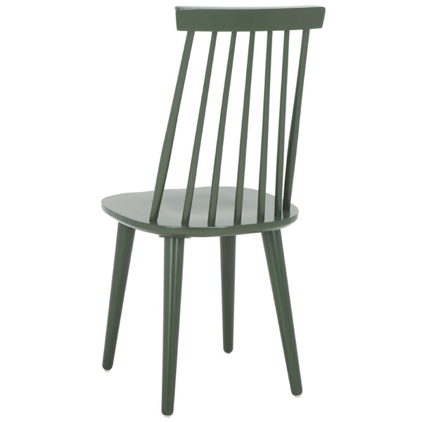 Safavieh BURRIS Contemporary Windsor-Style Side Chair Set of Two with Eco-Friendly Rubberwood Construction Dusty Green AMH8511H-SET2