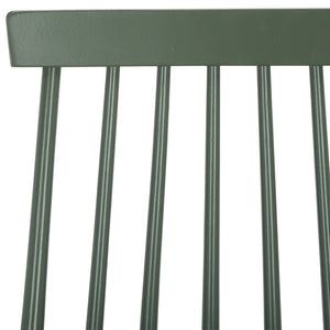 Safavieh BURRIS Contemporary Windsor-Style Side Chair Set of Two with Eco-Friendly Rubberwood Construction Dusty Green AMH8511H-SET2