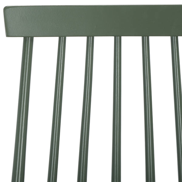 Safavieh BURRIS Contemporary Windsor-Style Side Chair Set of Two with Eco-Friendly Rubberwood Construction Dusty Green AMH8511H-SET2
