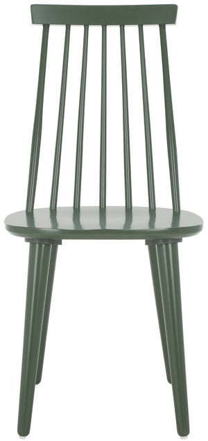Safavieh BURRIS Contemporary Windsor-Style Side Chair Set of Two with Eco-Friendly Rubberwood Construction Dusty Green AMH8511H-SET2