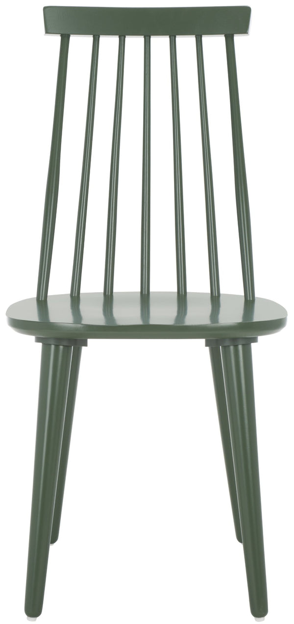 Safavieh BURRIS Contemporary Windsor-Style Side Chair Set of Two with Eco-Friendly Rubberwood Construction Dusty Green AMH8511H-SET2