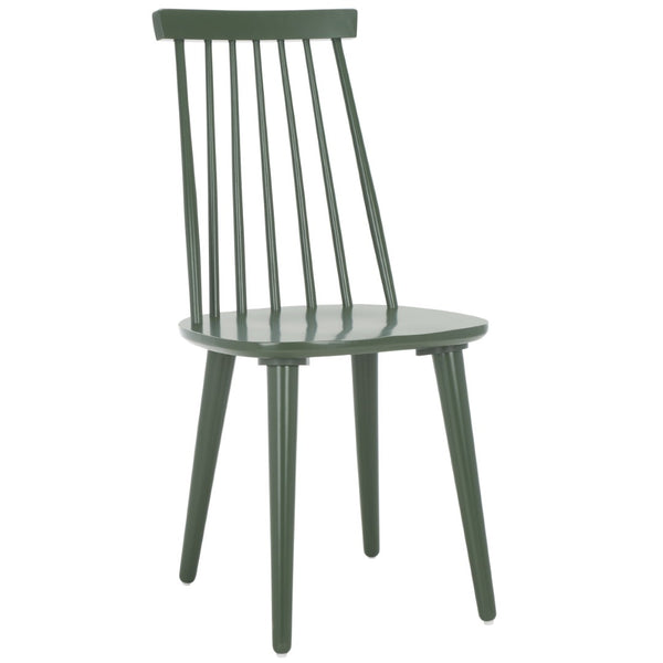 Safavieh BURRIS Contemporary Windsor-Style Side Chair Set of Two with Eco-Friendly Rubberwood Construction Dusty Green AMH8511H-SET2