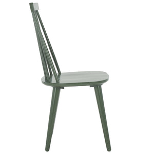 Safavieh BURRIS Contemporary Windsor-Style Side Chair Set of Two with Eco-Friendly Rubberwood Construction Dusty Green AMH8511H-SET2