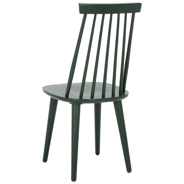 Safavieh BURRIS Contemporary Windsor-Style Side Chair Set of Two with Eco-Friendly Rubberwood Construction Garden Green AMH8511J-SET2