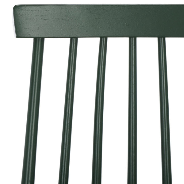 Safavieh BURRIS Contemporary Windsor-Style Side Chair Set of Two with Eco-Friendly Rubberwood Construction Garden Green AMH8511J-SET2