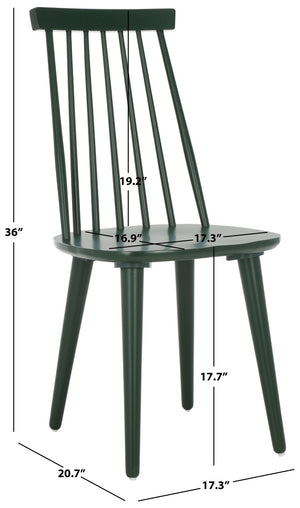 Safavieh BURRIS Contemporary Windsor-Style Side Chair Set of Two with Eco-Friendly Rubberwood Construction Garden Green AMH8511J-SET2