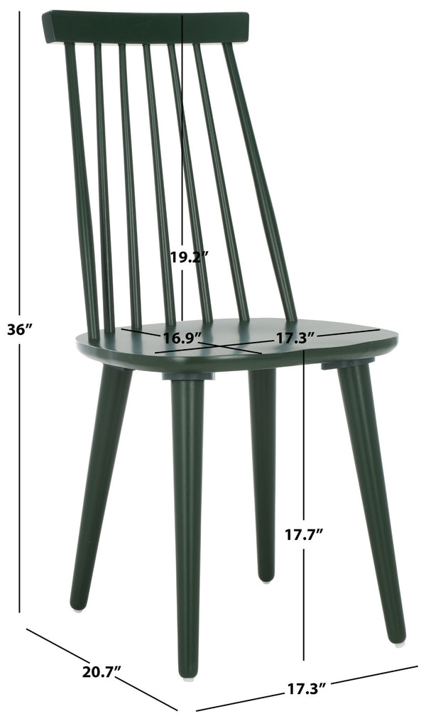 Safavieh BURRIS Contemporary Windsor-Style Side Chair Set of Two with Eco-Friendly Rubberwood Construction Garden Green AMH8511J-SET2