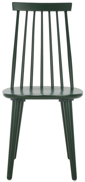 Safavieh BURRIS Contemporary Windsor-Style Side Chair Set of Two with Eco-Friendly Rubberwood Construction Garden Green AMH8511J-SET2