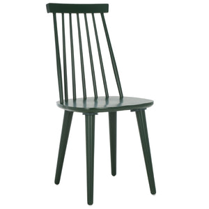 Safavieh BURRIS Contemporary Windsor-Style Side Chair Set of Two with Eco-Friendly Rubberwood Construction Garden Green AMH8511J-SET2
