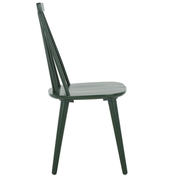 Safavieh BURRIS Contemporary Windsor-Style Side Chair Set of Two with Eco-Friendly Rubberwood Construction Garden Green AMH8511J-SET2