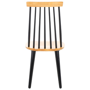 Safavieh BURRIS Contemporary Windsor-Style Side Chair Set of Two with Eco-Friendly Rubberwood Construction Natural / Black AMH8511K-SET2