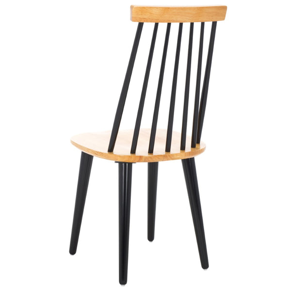 Safavieh BURRIS Contemporary Windsor-Style Side Chair Set of Two with Eco-Friendly Rubberwood Construction Natural / Black AMH8511K-SET2