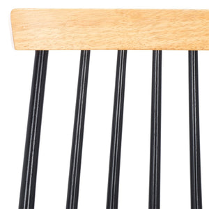 Safavieh BURRIS Contemporary Windsor-Style Side Chair Set of Two with Eco-Friendly Rubberwood Construction Natural / Black AMH8511K-SET2