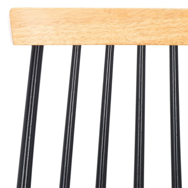 Safavieh BURRIS Contemporary Windsor-Style Side Chair Set of Two with Eco-Friendly Rubberwood Construction Natural / Black AMH8511K-SET2