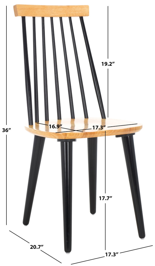 Safavieh BURRIS Contemporary Windsor-Style Side Chair Set of Two with Eco-Friendly Rubberwood Construction Natural / Black AMH8511K-SET2