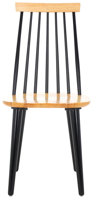 Safavieh BURRIS Contemporary Windsor-Style Side Chair Set of Two with Eco-Friendly Rubberwood Construction Natural / Black AMH8511K-SET2