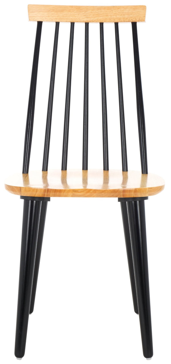 Safavieh BURRIS Contemporary Windsor-Style Side Chair Set of Two with Eco-Friendly Rubberwood Construction Natural / Black AMH8511K-SET2