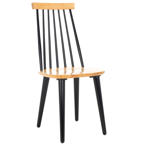 Safavieh BURRIS Contemporary Windsor-Style Side Chair Set of Two with Eco-Friendly Rubberwood Construction Natural / Black AMH8511K-SET2