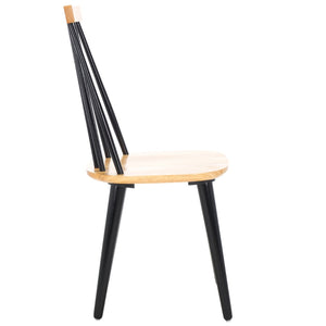 Safavieh BURRIS Contemporary Windsor-Style Side Chair Set of Two with Eco-Friendly Rubberwood Construction Natural / Black AMH8511K-SET2
