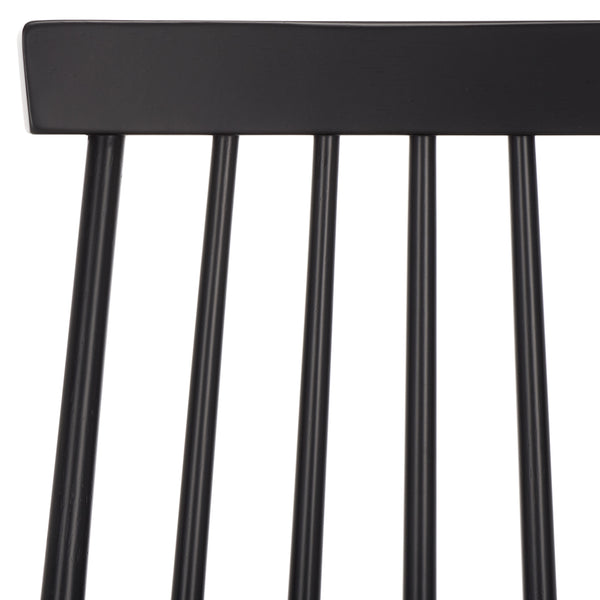 Safavieh Burris Modern Windsor Side Chairs Set Of Two - Sustainable Rubber Wood For Stylish Dining Comfort Matte Black , Wood Amh8511l-set2