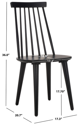 Safavieh Burris Modern Windsor Side Chairs Set Of Two - Sustainable Rubber Wood For Stylish Dining Comfort Matte Black , Wood Amh8511l-set2