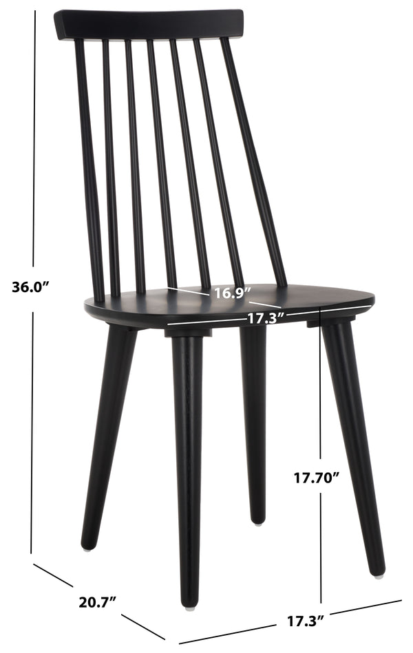 Safavieh Burris Modern Windsor Side Chairs Set Of Two - Sustainable Rubber Wood For Stylish Dining Comfort Matte Black , Wood Amh8511l-set2