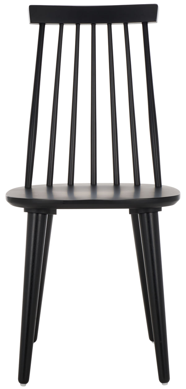 Safavieh Burris Modern Windsor Side Chairs Set Of Two - Sustainable Rubber Wood For Stylish Dining Comfort Matte Black , Wood Amh8511l-set2