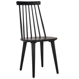 Safavieh Burris Modern Windsor Side Chairs Set Of Two - Sustainable Rubber Wood For Stylish Dining Comfort Matte Black , Wood Amh8511l-set2
