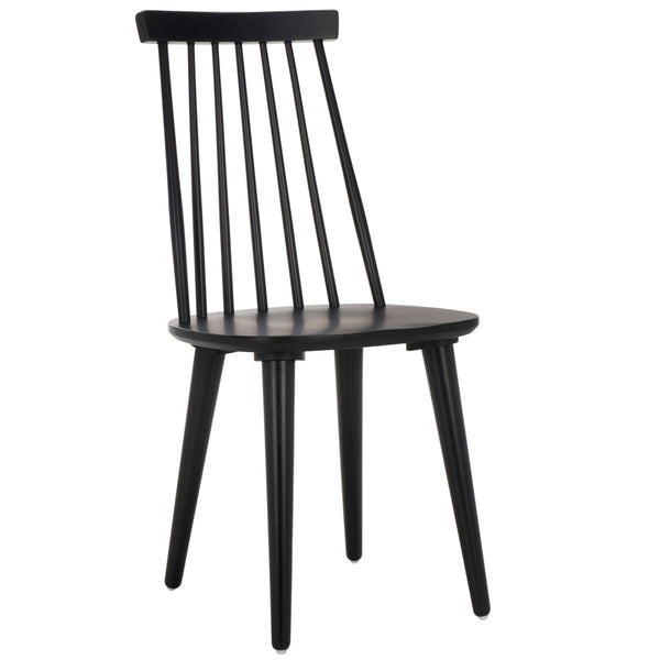 Safavieh Burris Modern Windsor Side Chairs Set Of Two - Sustainable Rubber Wood For Stylish Dining Comfort Matte Black , Wood Amh8511l-set2