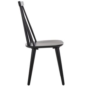 Safavieh Burris Modern Windsor Side Chairs Set Of Two - Sustainable Rubber Wood For Stylish Dining Comfort Matte Black , Wood Amh8511l-set2