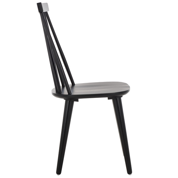 Safavieh Burris Modern Windsor Side Chairs Set Of Two - Sustainable Rubber Wood For Stylish Dining Comfort Matte Black , Wood Amh8511l-set2