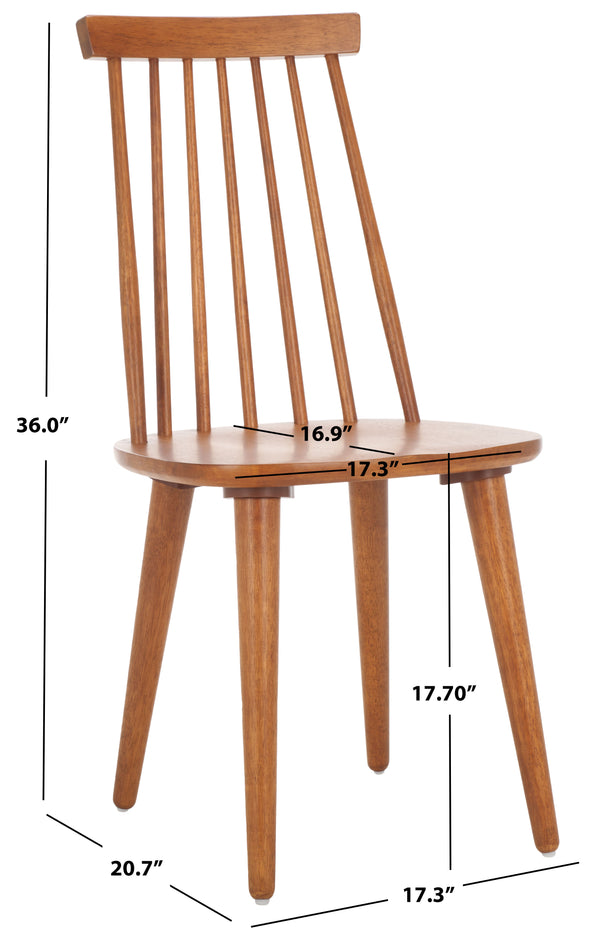 Safavieh Burris Modern Windsor Side Chairs Set Of Two - Sustainable Rubber Wood For Stylish Dining Comfort Honey Wood Amh8511m-set2