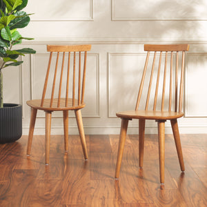 Safavieh Burris Modern Windsor Side Chairs Set Of Two - Sustainable Rubber Wood For Stylish Dining Comfort Honey Wood Amh8511m-set2