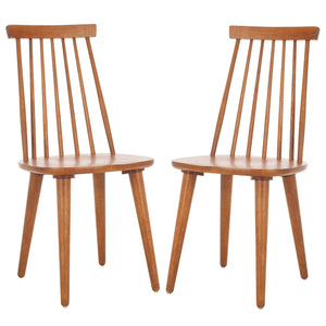 Safavieh Burris Modern Windsor Side Chairs Set Of Two - Sustainable Rubber Wood For Stylish Dining Comfort Honey Wood Amh8511m-set2