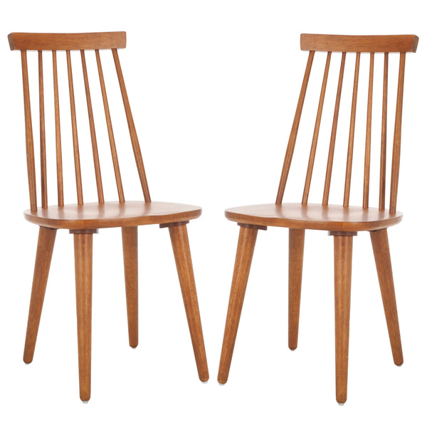 Safavieh Burris Modern Windsor Side Chairs Set Of Two - Sustainable Rubber Wood For Stylish Dining Comfort Honey Wood Amh8511m-set2