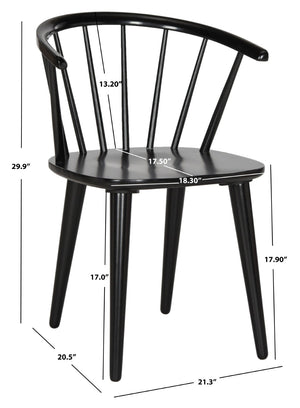 Safavieh BLANCHARD Side Chair Set - Eco-Friendly Rubberwood with Colonial Charm for Modern Dining Spaces Black AMH8512A-SET2