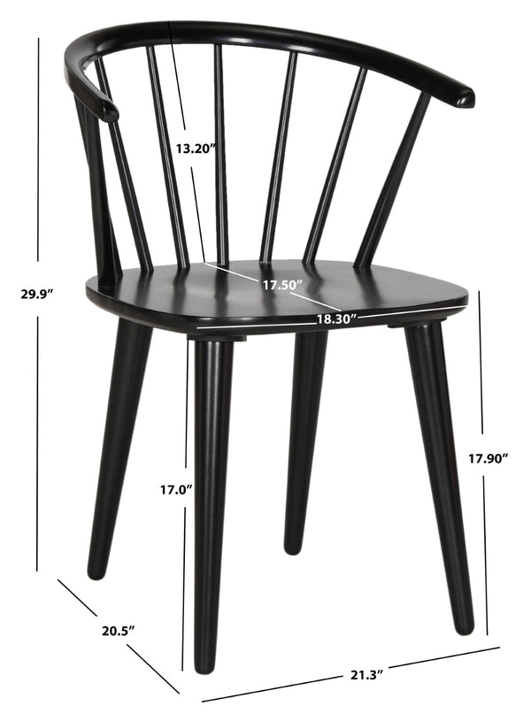 Safavieh BLANCHARD Side Chair Set - Eco-Friendly Rubberwood with Colonial Charm for Modern Dining Spaces Black AMH8512A-SET2