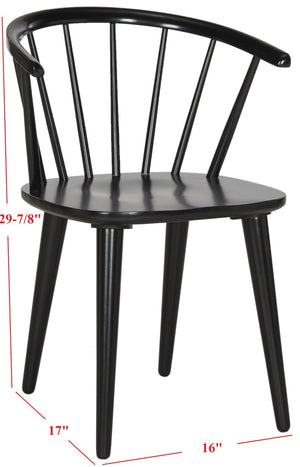 Safavieh BLANCHARD Side Chair Set - Eco-Friendly Rubberwood with Colonial Charm for Modern Dining Spaces Black AMH8512A-SET2