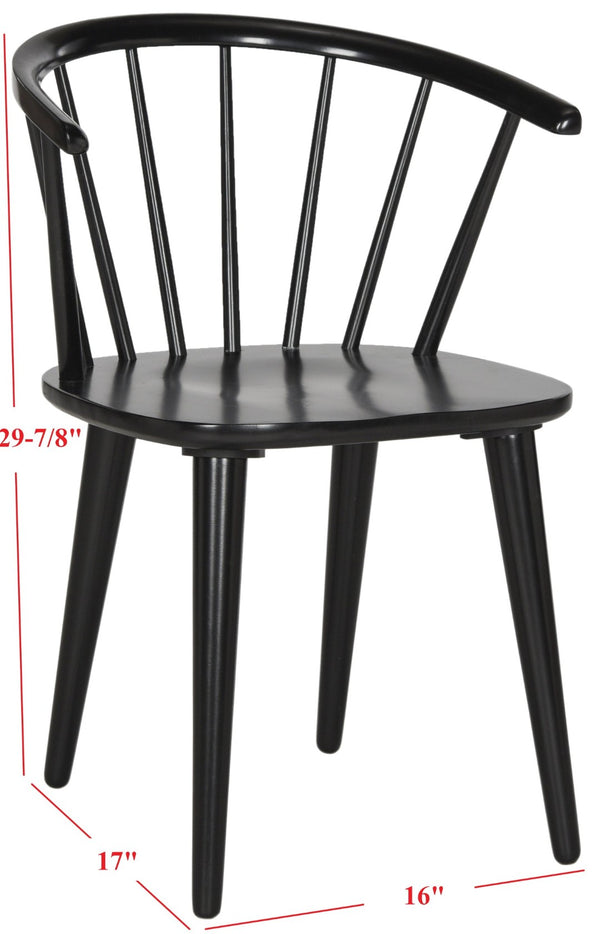 Safavieh BLANCHARD Side Chair Set - Eco-Friendly Rubberwood with Colonial Charm for Modern Dining Spaces Black AMH8512A-SET2
