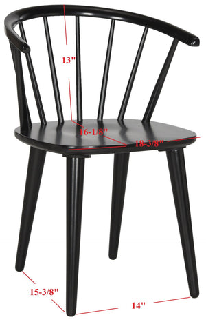 Safavieh BLANCHARD Side Chair Set - Eco-Friendly Rubberwood with Colonial Charm for Modern Dining Spaces Black AMH8512A-SET2