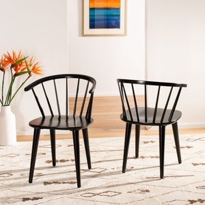 Safavieh BLANCHARD Side Chair Set - Eco-Friendly Rubberwood with Colonial Charm for Modern Dining Spaces Black AMH8512A-SET2