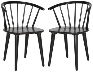 Safavieh BLANCHARD Side Chair Set - Eco-Friendly Rubberwood with Colonial Charm for Modern Dining Spaces Black AMH8512A-SET2