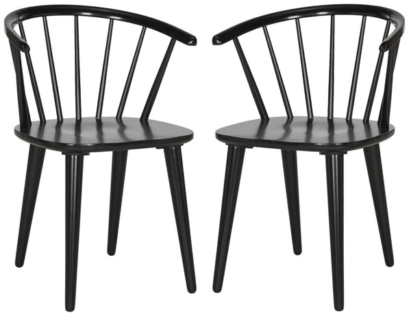 Safavieh BLANCHARD Side Chair Set - Eco-Friendly Rubberwood with Colonial Charm for Modern Dining Spaces Black AMH8512A-SET2
