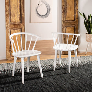 Safavieh BLANCHARD Side Chair Set - Eco-Friendly Rubberwood with Colonial Charm for Modern Dining Spaces White AMH8512B-SET2