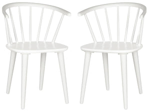 Safavieh BLANCHARD Side Chair Set - Eco-Friendly Rubberwood with Colonial Charm for Modern Dining Spaces White AMH8512B-SET2