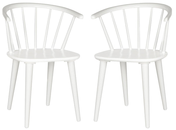 Safavieh BLANCHARD Side Chair Set - Eco-Friendly Rubberwood with Colonial Charm for Modern Dining Spaces White AMH8512B-SET2
