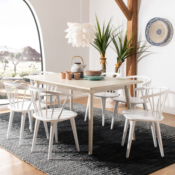 Safavieh BLANCHARD Side Chair Set - Eco-Friendly Rubberwood with Colonial Charm for Modern Dining Spaces White AMH8512B-SET2